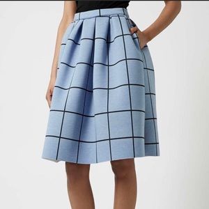 Topshop pleated windowpane midi skirt